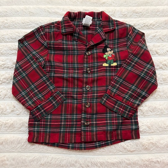 Disney Other - Disney Mickey Mouse Plaid Collared Button Up Pajama Long Sleeve - Mickey Patch